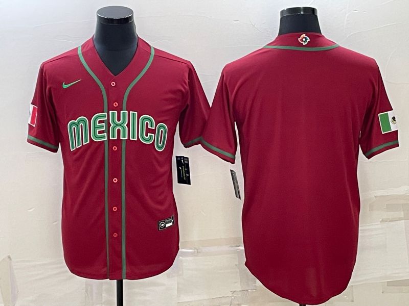 Men 2023 World Cub Mexico Blank Red Nike MLB Jersey4->more jerseys->MLB Jersey
